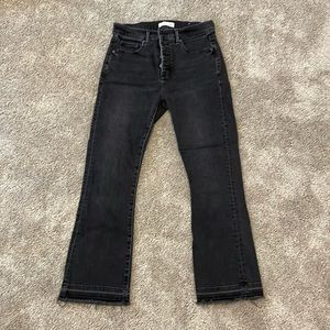 Loft High Waisted Black Flare Crop Jeans